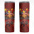 Hawaiian Turtle Love Couple Skinny Tumbler Ocean Serenade - Honu Honi Ihu with Hibiscus and Romantic Sunset Red Color