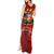 Hawaiian Turtle Love Couple Tank Maxi Dress Ocean Serenade - Honu Honi Ihu with Hibiscus and Romantic Sunset Red Color