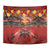 Hawaiian Turtle Love Couple Tapestry Ocean Serenade - Honu Honi Ihu with Hibiscus and Romantic Sunset Red Color