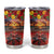 Hawaiian Turtle Love Couple Tumbler Cup Ocean Serenade - Honu Honi Ihu with Hibiscus and Romantic Sunset Red Color