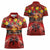 Hawaiian Turtle Love Couple Women Polo Shirt Ocean Serenade - Honu Honi Ihu with Hibiscus and Romantic Sunset Red Color