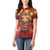 Hawaiian Turtle Love Couple Women Polo Shirt Ocean Serenade - Honu Honi Ihu with Hibiscus and Romantic Sunset Red Color