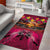 Hawaiian Turtle Love Couple Area Rug Ocean Serenade - Honu Honi Ihu with Hibiscus and Romantic Sunset Pink Color