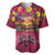 Hawaiian Turtle Love Couple Baseball Jersey Ocean Serenade - Honu Honi Ihu with Hibiscus and Romantic Sunset Pink Color