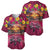 Hawaiian Turtle Love Couple Baseball Jersey Ocean Serenade - Honu Honi Ihu with Hibiscus and Romantic Sunset Pink Color