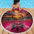 Hawaiian Turtle Love Couple Beach Blanket Ocean Serenade - Honu Honi Ihu with Hibiscus and Romantic Sunset Pink Color