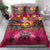 Hawaiian Turtle Love Couple Bedding Set Ocean Serenade - Honu Honi Ihu with Hibiscus and Romantic Sunset Pink Color