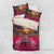 Hawaiian Turtle Love Couple Bedding Set Ocean Serenade - Honu Honi Ihu with Hibiscus and Romantic Sunset Pink Color