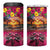 Hawaiian Turtle Love Couple 4 in 1 Can Cooler Tumbler Ocean Serenade - Honu Honi Ihu with Hibiscus and Romantic Sunset Pink Color