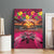 Hawaiian Turtle Love Couple Canvas Wall Art Ocean Serenade - Honu Honi Ihu with Hibiscus and Romantic Sunset Pink Color