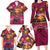 Hawaiian Turtle Love Couple Family Matching Long Sleeve Bodycon Dress and Hawaiian Shirt Ocean Serenade - Honu Honi Ihu with Hibiscus and Romantic Sunset Pink Color