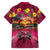 Hawaiian Turtle Love Couple Family Matching Long Sleeve Bodycon Dress and Hawaiian Shirt Ocean Serenade - Honu Honi Ihu with Hibiscus and Romantic Sunset Pink Color