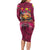 Hawaiian Turtle Love Couple Family Matching Long Sleeve Bodycon Dress and Hawaiian Shirt Ocean Serenade - Honu Honi Ihu with Hibiscus and Romantic Sunset Pink Color