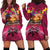 Hawaiian Turtle Love Couple Hoodie Dress Ocean Serenade - Honu Honi Ihu with Hibiscus and Romantic Sunset Pink Color