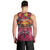 Hawaiian Turtle Love Couple Men Tank Top Ocean Serenade - Honu Honi Ihu with Hibiscus and Romantic Sunset Pink Color