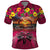 Hawaiian Turtle Love Couple Polo Shirt Ocean Serenade - Honu Honi Ihu with Hibiscus and Romantic Sunset Pink Color