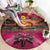 Hawaiian Turtle Love Couple Round Carpet Ocean Serenade - Honu Honi Ihu with Hibiscus and Romantic Sunset Pink Color