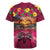 Hawaiian Turtle Love Couple Rugby Jersey Ocean Serenade - Honu Honi Ihu with Hibiscus and Romantic Sunset Pink Color