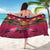 Hawaiian Turtle Love Couple Sarong Ocean Serenade - Honu Honi Ihu with Hibiscus and Romantic Sunset Pink Color