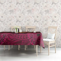 Hawaiian Turtle Love Couple Tablecloth Ocean Serenade - Honu Honi Ihu with Hibiscus and Romantic Sunset Pink Color