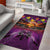 Hawaiian Turtle Love Couple Area Rug Ocean Serenade - Honu Honi Ihu with Hibiscus and Romantic Sunset Purple Color