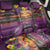 Hawaiian Turtle Love Couple Back Car Seat Cover Ocean Serenade - Honu Honi Ihu with Hibiscus and Romantic Sunset Purple Color