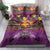 Hawaiian Turtle Love Couple Bedding Set Ocean Serenade - Honu Honi Ihu with Hibiscus and Romantic Sunset Purple Color