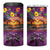 Hawaiian Turtle Love Couple 4 in 1 Can Cooler Tumbler Ocean Serenade - Honu Honi Ihu with Hibiscus and Romantic Sunset Purple Color