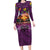 Hawaiian Turtle Love Couple Family Matching Long Sleeve Bodycon Dress and Hawaiian Shirt Ocean Serenade - Honu Honi Ihu with Hibiscus and Romantic Sunset Purple Color