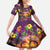 Hawaiian Turtle Love Couple Family Matching Short Sleeve Bodycon Dress and Hawaiian Shirt Ocean Serenade - Honu Honi Ihu with Hibiscus and Romantic Sunset Purple Color