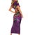 Hawaiian Turtle Love Couple Family Matching Short Sleeve Bodycon Dress and Hawaiian Shirt Ocean Serenade - Honu Honi Ihu with Hibiscus and Romantic Sunset Purple Color