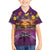 Hawaiian Turtle Love Couple Family Matching Short Sleeve Bodycon Dress and Hawaiian Shirt Ocean Serenade - Honu Honi Ihu with Hibiscus and Romantic Sunset Purple Color