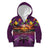 Hawaiian Turtle Love Couple Kid Hoodie Ocean Serenade - Honu Honi Ihu with Hibiscus and Romantic Sunset Purple Color