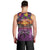 Hawaiian Turtle Love Couple Men Tank Top Ocean Serenade - Honu Honi Ihu with Hibiscus and Romantic Sunset Purple Color