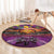 Hawaiian Turtle Love Couple Round Carpet Ocean Serenade - Honu Honi Ihu with Hibiscus and Romantic Sunset Purple Color