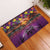 Hawaiian Turtle Love Couple Rubber Doormat Ocean Serenade - Honu Honi Ihu with Hibiscus and Romantic Sunset Purple Color