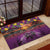 Hawaiian Turtle Love Couple Rubber Doormat Ocean Serenade - Honu Honi Ihu with Hibiscus and Romantic Sunset Purple Color