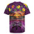 Hawaiian Turtle Love Couple Rugby Jersey Ocean Serenade - Honu Honi Ihu with Hibiscus and Romantic Sunset Purple Color