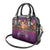 Hawaiian Turtle Love Couple Shoulder Handbag Ocean Serenade - Honu Honi Ihu with Hibiscus and Romantic Sunset Purple Color