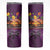 Hawaiian Turtle Love Couple Skinny Tumbler Ocean Serenade - Honu Honi Ihu with Hibiscus and Romantic Sunset Purple Color