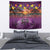 Hawaiian Turtle Love Couple Tapestry Ocean Serenade - Honu Honi Ihu with Hibiscus and Romantic Sunset Purple Color