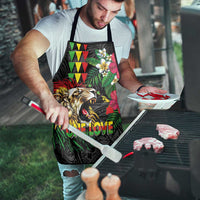 Hawaiian One Love Apron Reggae Lion Tropical Plants and Kakau with Tribal Pattern
