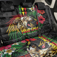 Hawaiian One Love Back Car Seat Cover Reggae Lion Tropical Plants and Kakau with Tribal Pattern