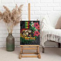 Hawaiian One Love Canvas Wall Art Reggae Lion Tropical Plants and Kakau with Tribal Pattern