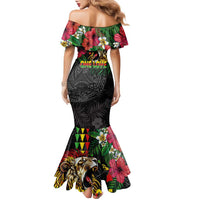 Hawaiian One Love Family Matching Mermaid Dress and Hawaiian Shirt Reggae Lion Tropical Plants and Kakau with Tribal Pattern LT03 - Polynesian Pride