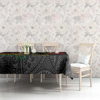 Hawaiian One Love Tablecloth Reggae Lion Tropical Plants and Kakau with Tribal Pattern
