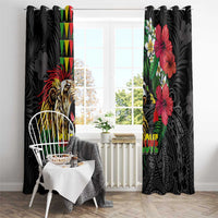 Hawaiian One Love Window Curtain Reggae Lion Tropical Plants and Kakau with Tribal Pattern