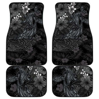 Hawaiian Tropical Plants and Tribal Whales Car Mats Polynesian Art Tattoo Grayscale