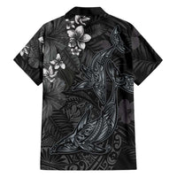 Hawaiian Tropical Plants and Tribal Whales Family Matching Mermaid Dress and Hawaiian Shirt Polynesian Art Tattoo Grayscale LT03 - Polynesian Pride