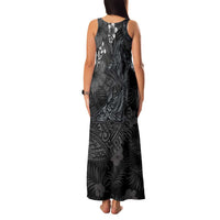 Hawaiian Tropical Plants and Tribal Whales Family Matching Tank Maxi Dress and Hawaiian Shirt Polynesian Art Tattoo Grayscale LT03 - Polynesian Pride